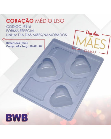 Forma De Chocolate - Forma De Chocolate Especial 3 Partes Coração Médio Liso 25g Ref.9416 BWB